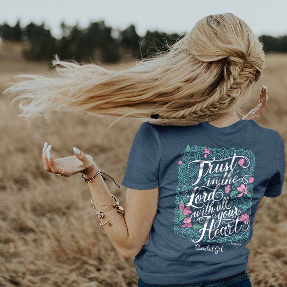 Cherished Girl Womens T-Shirt Trust Script