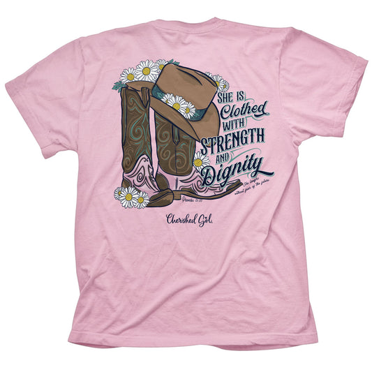 Cherished Girl Womens T-Shirt Strength Boots