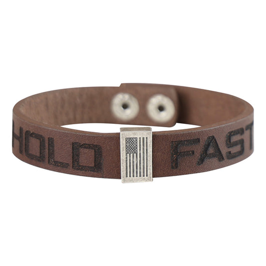 HOLD FAST Mens Bracelet Flag Snap Brown