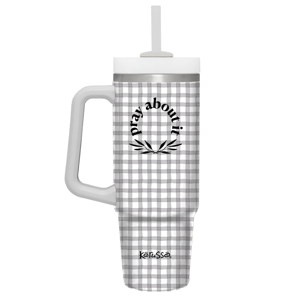 Kerusso 30 oz Stainless Steel Mug With Straw Pray About It